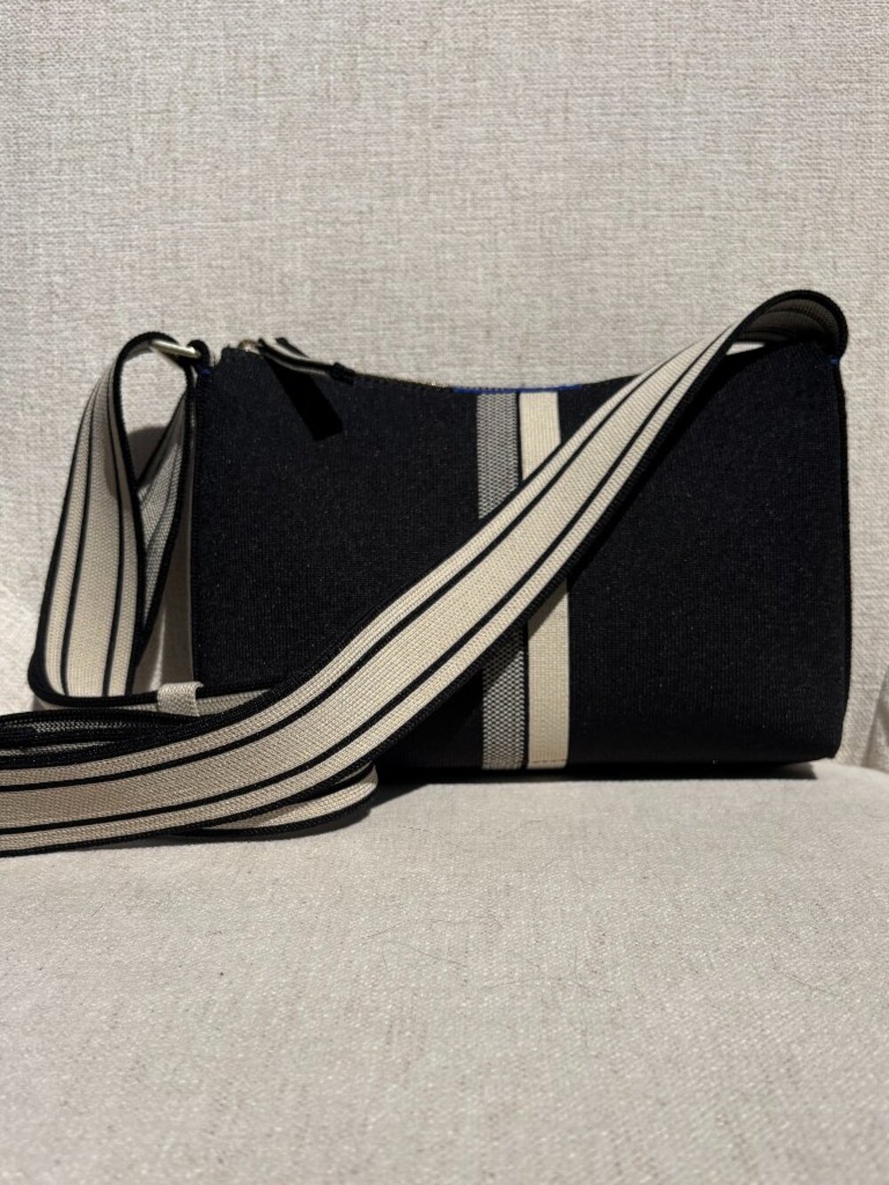 Rothy’s The Casual Crossbody Bag - Black & Ivory Stripe (Like New / Used Once)